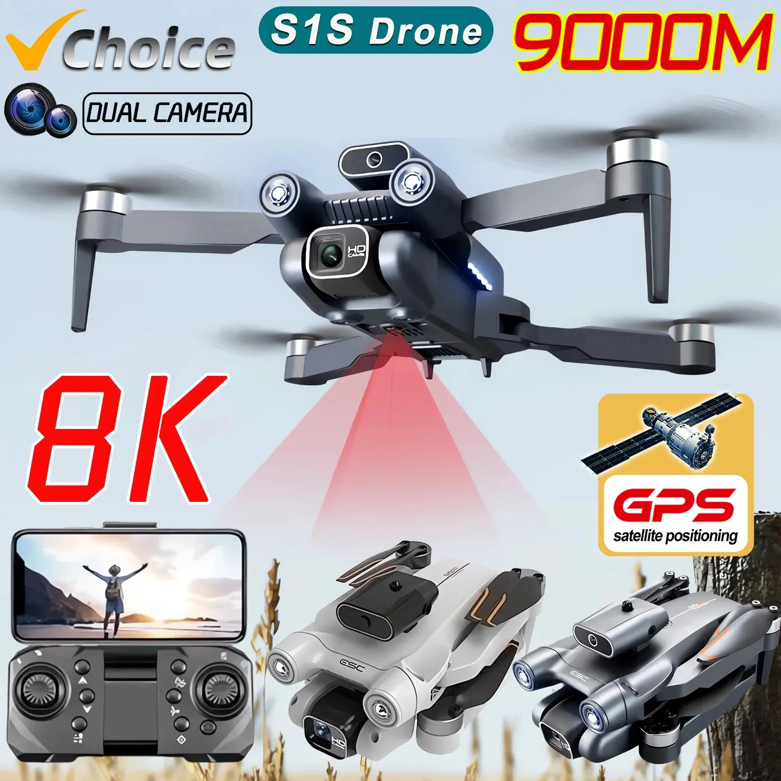 Drone Camera Mount - โดรนติด GPS 5G S1S ใหม่กล้องโดรน8K มอเตอร์ไร้แปรงถ่านไร้แปรงถ่านสำหรับมืออาชีพโดรนกล้อง