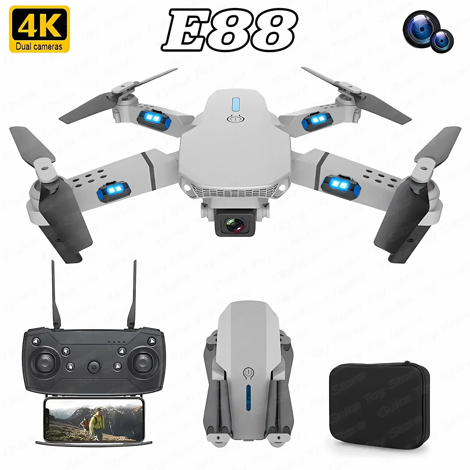 Drone Camera Mount - E88 Pro WIFI FPV Droneมุมกว้างHD 4K